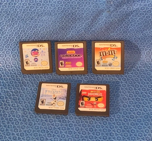 5 Nintendo DS Games Puzzler Olaf's Quest Ninjago M&Ms Adventure Pet Shop 3