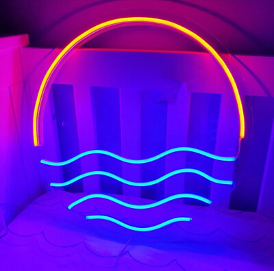 15''x15'' Retro Sun Wave Flex LED Neon Sign Night Light Party Gift Garage Décor