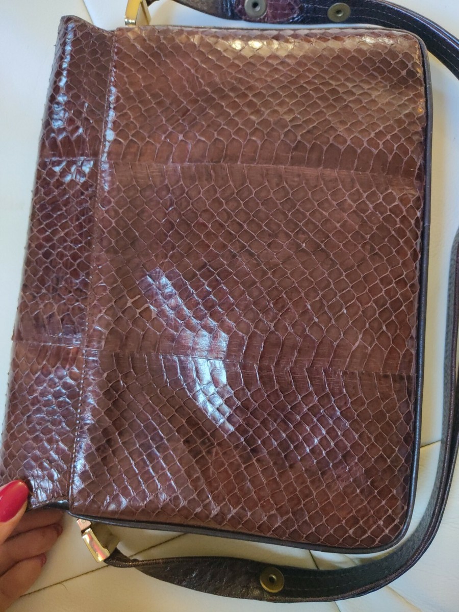 【Vintage】90s Python leather shoulder bag Shoulder Bag Python Brown 100% Python Skin Vintage Bag '80