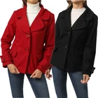 Women's Wool Blend Pockets Lapel Collar Short Coat XUF New
