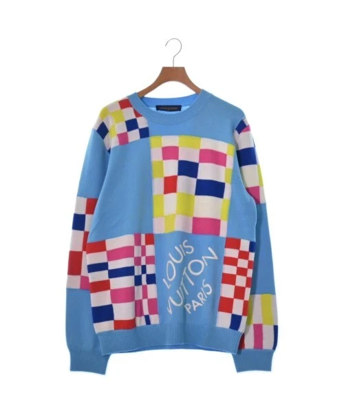 LOUIS VUITTON Knitwear Sweater Light bluexWhitexRed etc. XL 2200345624048