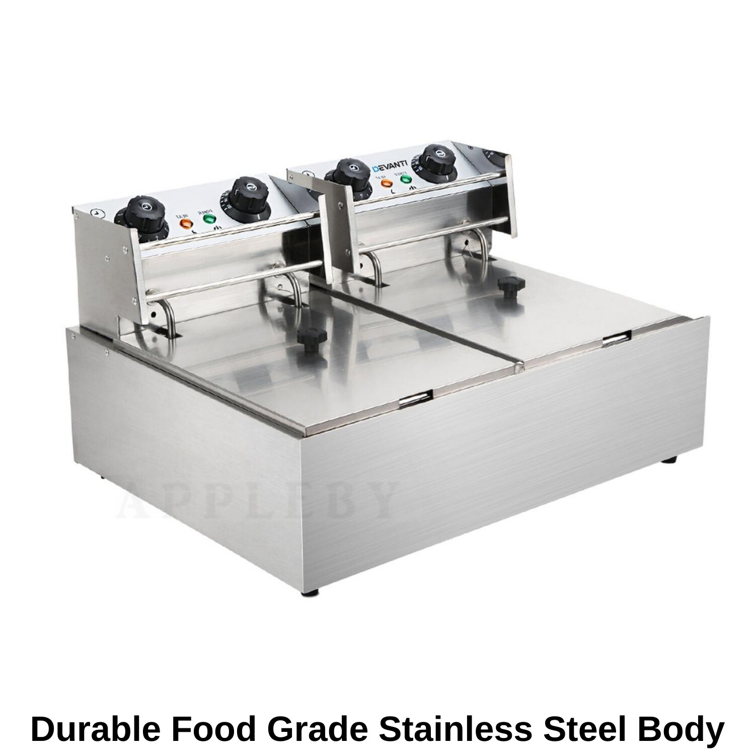 Commercial Electric Twin Deep Fryer 20L Double Basket Fryer Chip Cooker