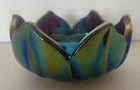 Carnival Glass Bowl Flower Pedal 2” Tall X 4” Diameter Design Vintage Carnival