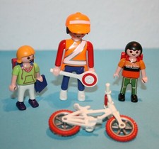 Playmobil 4328 Schulweghelferin 2 Kinder Schulranzen Fahrrad Sch&uuml;lerlotsin ABC