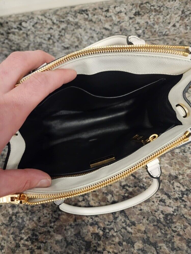 Prada Small Galleria Saffiano Ombre Grey/White Double Zip Prada Small Galleria Saffiano Ombre Grey/White Double Zip