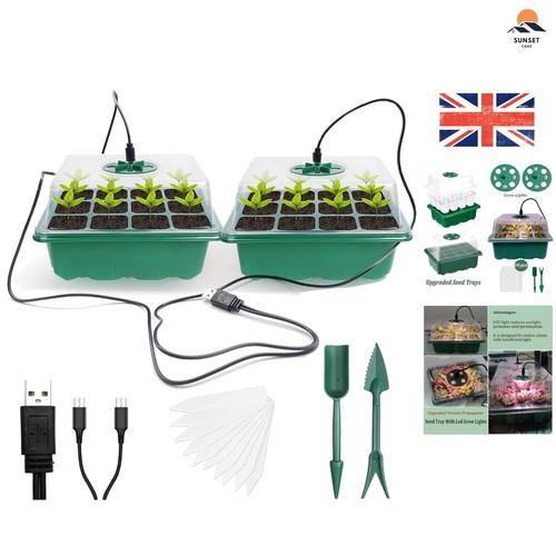 Electric Seed Tray Propagator Unit with Lights and Lids for Seed Germination - Picture 1 of 9