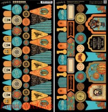 Graphic 45 Steampunk Spell BANNERS PENNANTS 2 sheets dbl sided cardstock