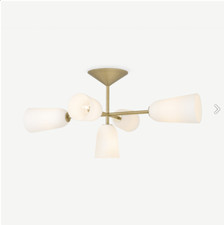 MADE.com Lori Flush Ceiling Light - Brass & Frosted Glass Lamp Shades RRP £190