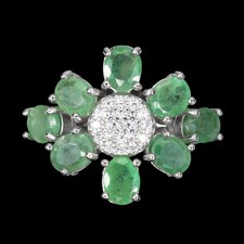 925 Sterling Silver Ring Oval Emerald Natural Gemstone Jewelry Size 9