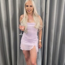 Pretty little thing lilac ruched side dress. Size 8.