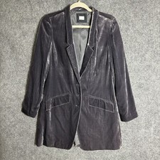 Poetry Blazer Jacket Women's Size 4 Gray Velvet Silk Blend Longer Length Lined