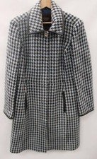 Womens Coach Tweed Woven Wool Blue & Brown Popper Coat Size Medium