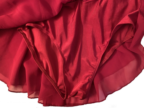 IEFIEL Dance Dress Color Red Size XS 12 Years Old Girl Fabric Stretch Beaded - Picture 8 of 8