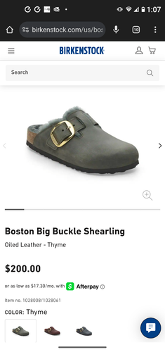 Birkenstock Boston Big Buckle Shearling Thyme color - Picture 4 of 11