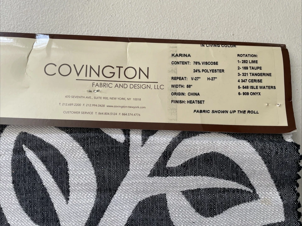 Juego de calor Covington Fabric and Design LLC tapicería cuadrados colorido estampado de hojas Foto 2 de 4