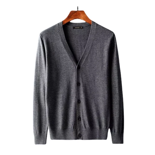 Cardigan uomo scollo V maglia maglione manica lunga bottoni caldo business pullover UK- - Foto 4 di 26