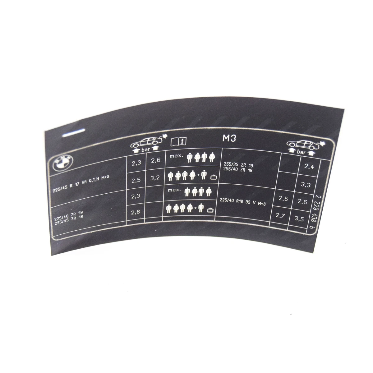 BMW 3 E46 M3 Reifendrucktabelle Tabellenetikett 71242229438 NEU | eBay 