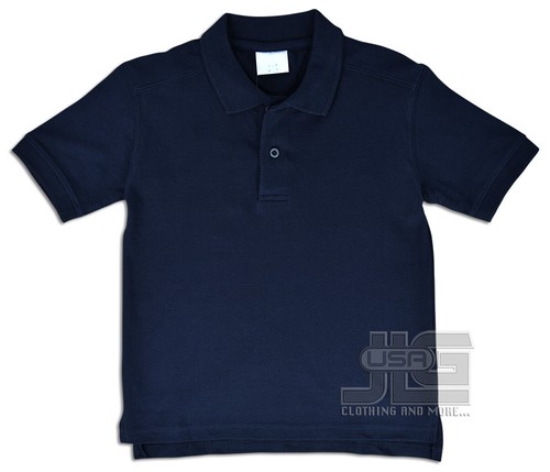 Boys Polo Shirt Short Sleeve 2 Button Uniform Cotton Pique Kids 6-12 JLGUSA NEW - Picture 4 of 8