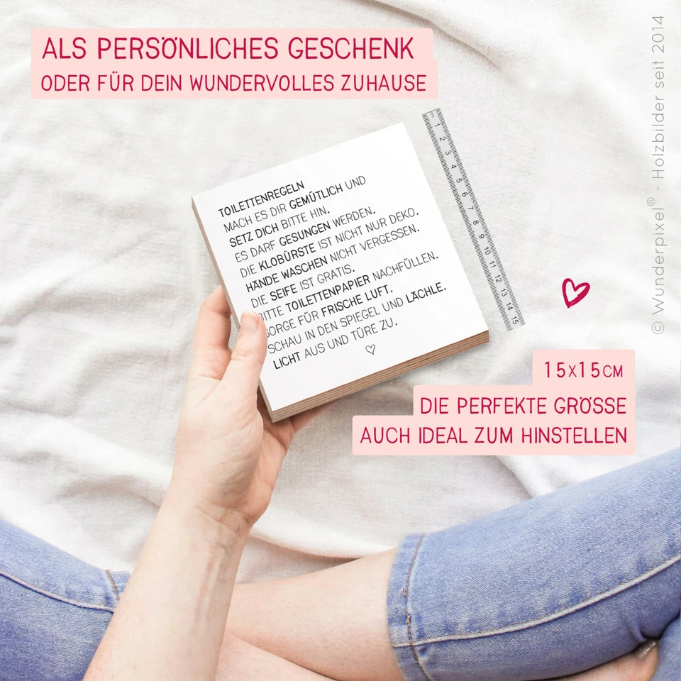 Wunderpixel® Holzbild Toilettenregeln - Aufsteller Holzdeko Holzschild Gäste-WC - Bild 4 von 4