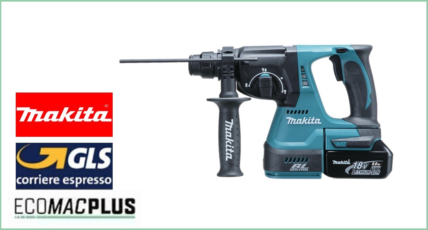 MAKITA DHR242RTJ TASSELLATORE A BATTERIA 18V 3 FUNZIONI MOTORE BL 2x5Ah