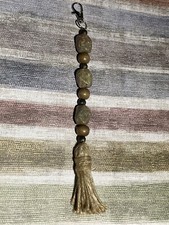 BOHO STONE BEADED With Tassel Clasp As A Bag Charm Handmade NEW