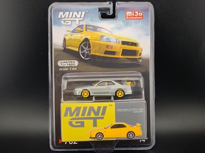 Mini GT Nissan GT-R (R34) V-Spec Lightning Yellow #762 1/64 CHASE
