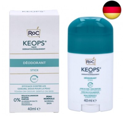 RoC - KEOPS Deodorant Stick - 24 Stunden Wirksamkeit - Ohne Alkohol, Parfüm und