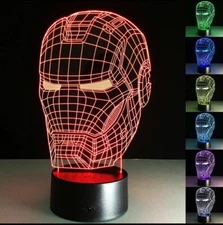 3D LED illusion Ironman Helmet USB 7 Color Table Night Light Lamp Bedroom Gift