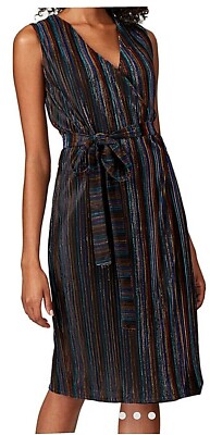 rainbow metallic stripe dress Metallic Multi Stripe Dress-Metallic Multi Stripe