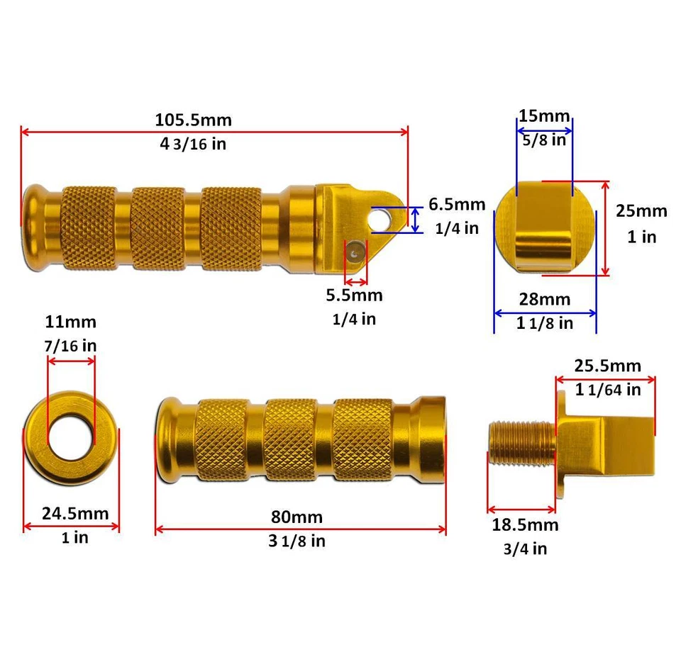 Комплект подставок для передних и задних спортивных ножек Suzuki GSXR 97-05 золотистые для пассажира водителя - Изображение 3 из 3