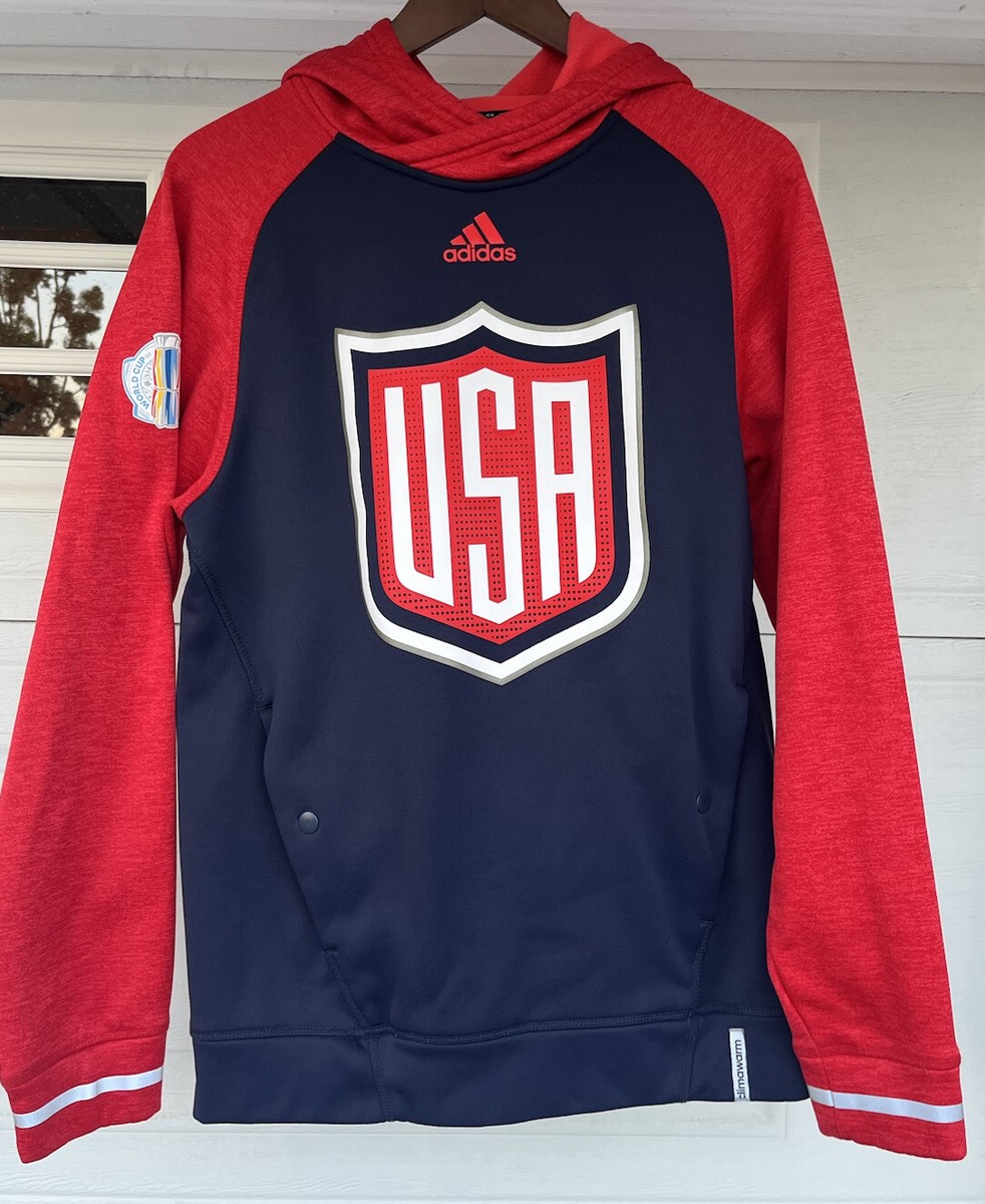 Adidas USA Olympic Hockey Sweater Adult Small Blue Red White Hoodie World  Cup
