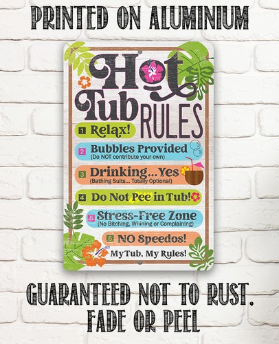 Metal Sign - Hot Tub Rules - Durable - Funny Gift and Decor for Pool and Spa - 第 7/8 張圖片