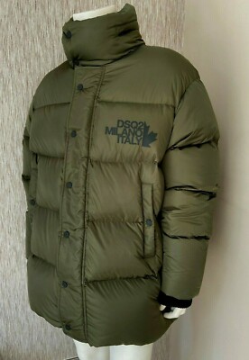 DSQUARED2 KHAKI DAUNEN STEPPJACKE GRÖSSE XL NEU MIT ETIKETT