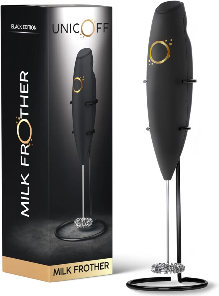 Milk Frother Matte Black - Coffee Frother Handheld with Electric Whisk - 19000 R