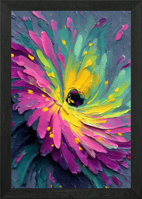 Color Burst Swirl: Impasto Textur gerahmtes Wandbild Poster Leinwanddruck Bild