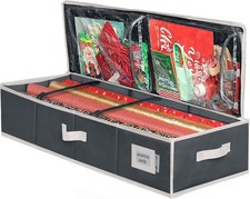 Premium Wrapping Paper Storage Container Black/White Trim Durable 600D