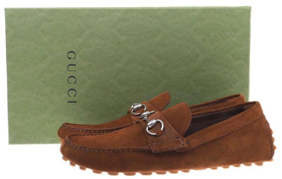 NEW GUCCI MEN CUIR SUEDE HORSEBIT DRIVER MOCCASINS LOAFER  display picture 1