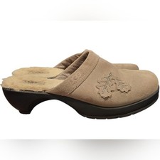 UGG Suede Clogs Shearling Lined Slip On Comfort Mule Leaf Taupe Womens Size 10