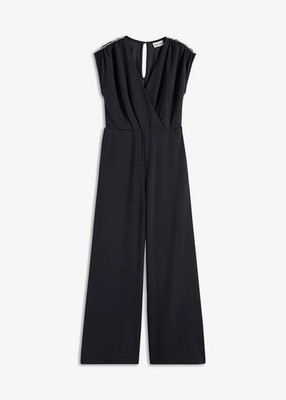 Jumpsuit mit Strass-Band Gr. 36/38 Schwarz Damen-Overall Hosenanzug Onesie Neu
