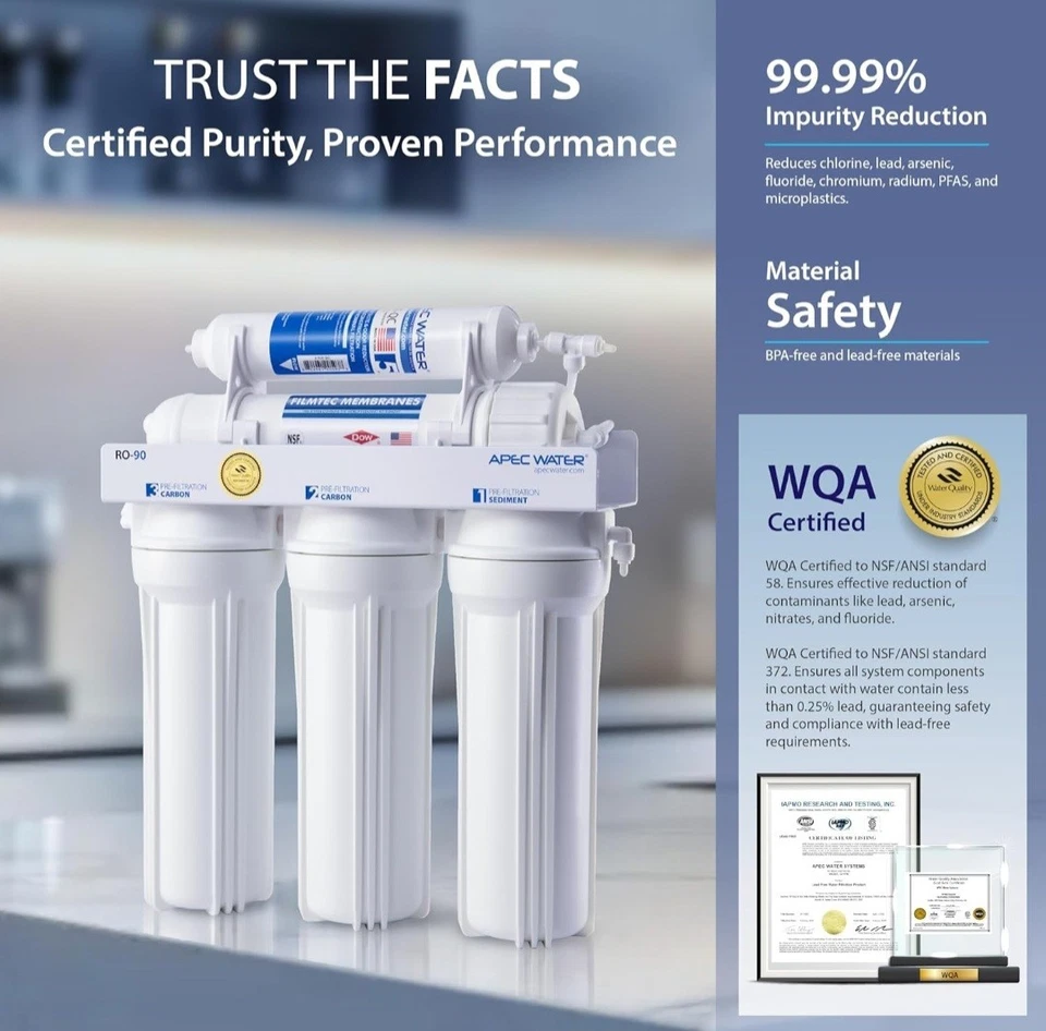 Sistemas de agua APEC RO-90 Ultimate Series nivel superior supremo ósmosis inversa cromo Foto 4 de 4