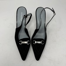 BCBG Black Suede Pointed Toe Heel Sling Back Shoes Retro Party Women  s US 9 B
