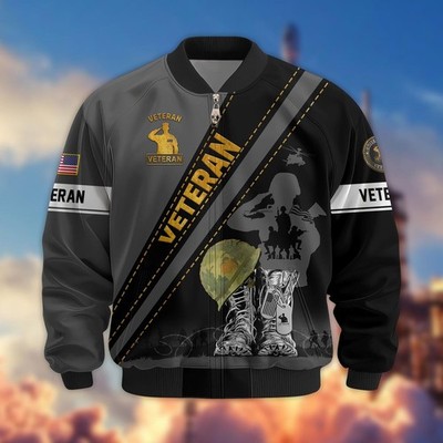 US Veteran Fleece Bomber Jacket Memorial Day Gift Ideas For Father 
