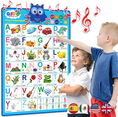 Alphabet Wall Chart - Bilingual Toys with Interactive Touch Buttons for Independ