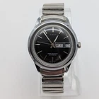 Timex Viscount Day Date Black Dial Automatic Watch 48851 10977 1977 Runs 37mm