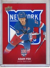2026 UD N.Y. New York Rangers Centennial hockey Adam Fox RED parallel card #91