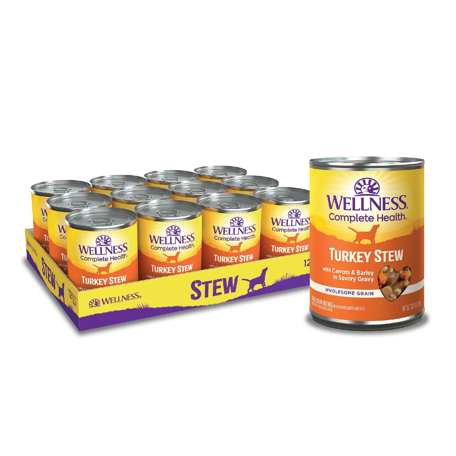 Wellness Complete Health Wet Dog Food, Turkey Stew, 12.5-Oz Can (Pack 12)