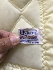 Vintage QUILTEX Yellow Nylon Quilted Baby Blanket Satin Binding w/Union Label