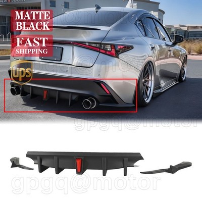 For Lexus IS300 IS350 21-2025 JDM Matte Black Rear Bumper Diffuser W/ Led Light