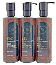 Bath & Body Works LOT of 3 Bottles Coco Shea Espresso Rich Moisture Lotion 7.8