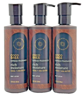 NEW Bath Body Works LOT 3 Bottles Coco Shea Espresso Rich Moisture Lotion 7.8
